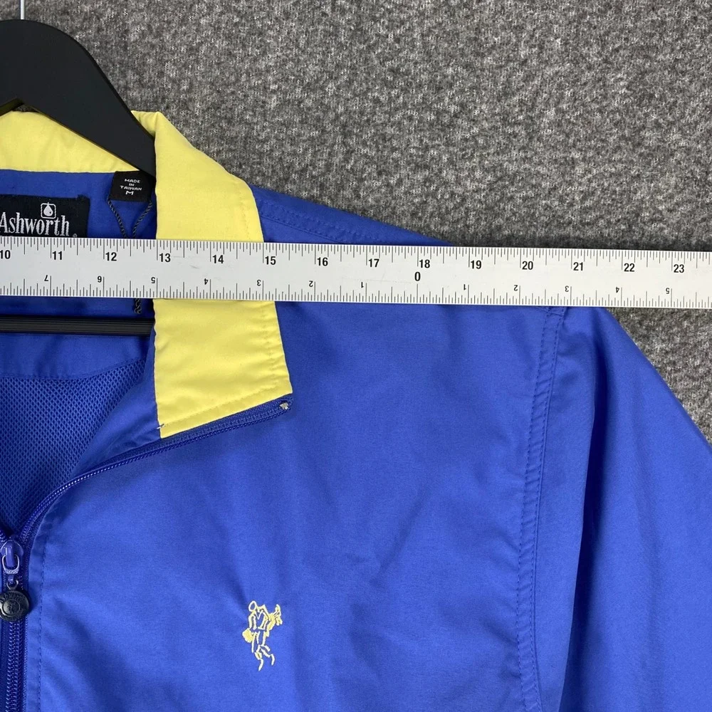 Ashworth Golf Windbreaker Windshirt Mens‎ M Blue Yellow Colorblock AM5208 New